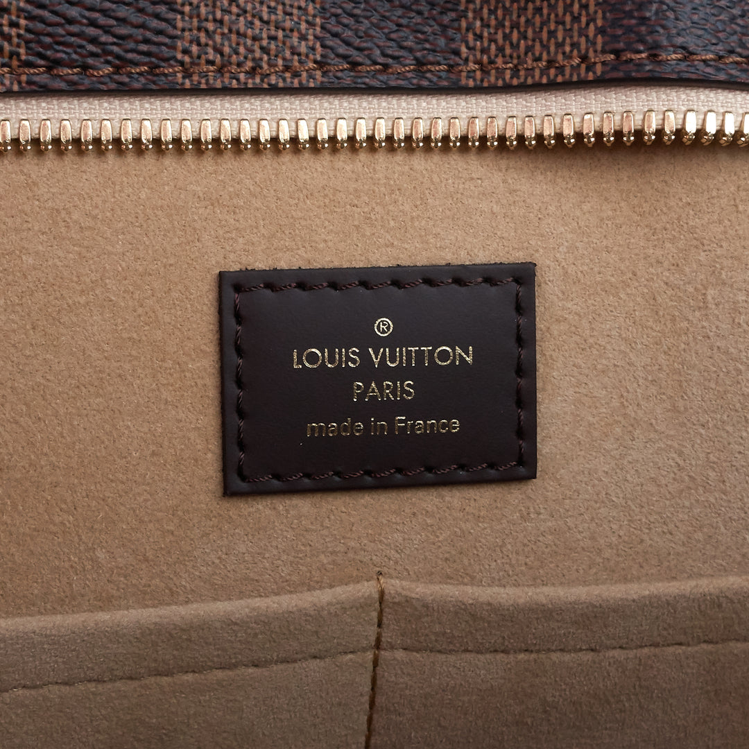 jersey damier ebene canvas and taurillon leather tote bag