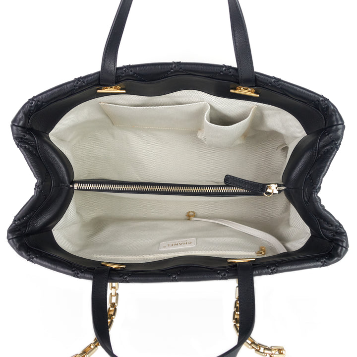 retro chain large calfskin leather shopping tote bag