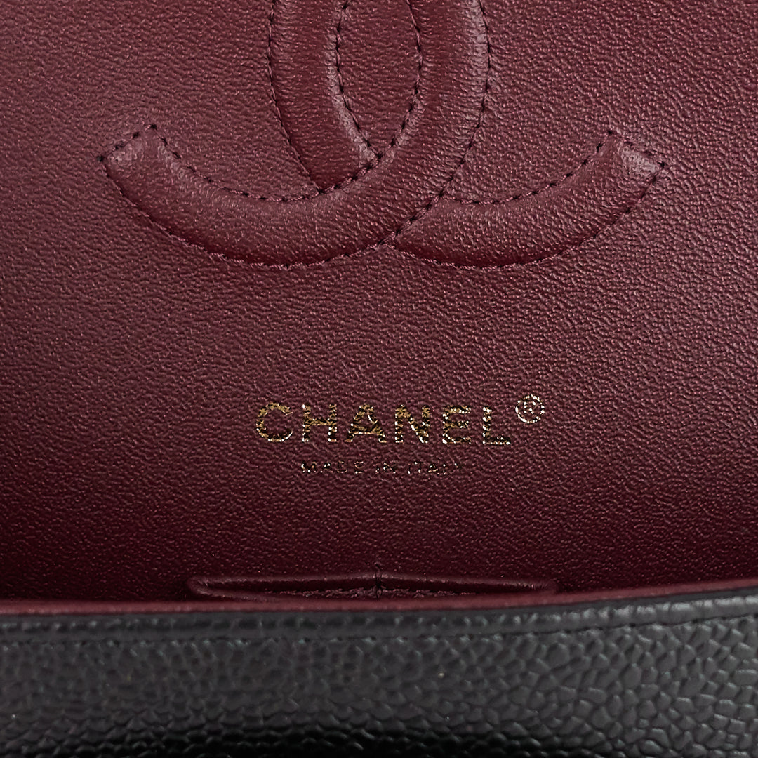 classic double flap medium caviar leather bag