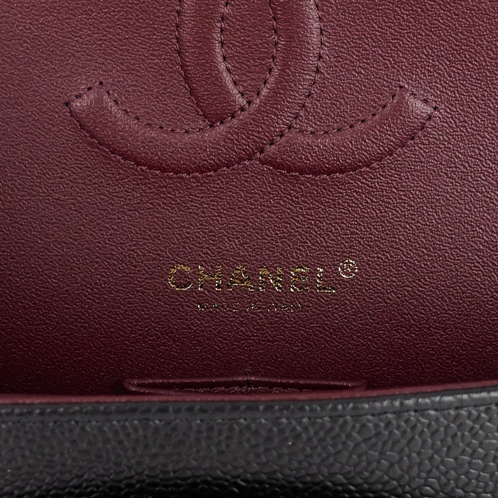 classic double flap medium caviar leather bag