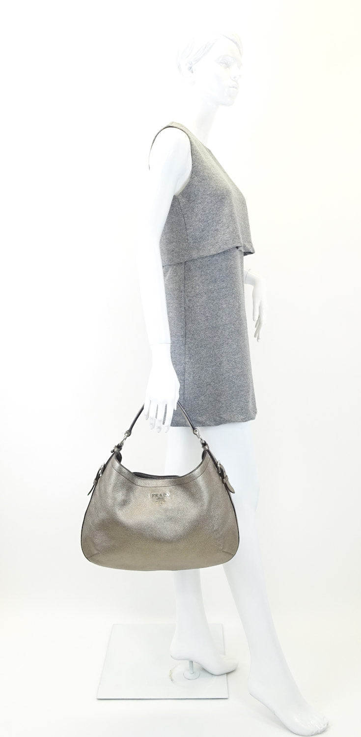 vitello daino leather hobo bag