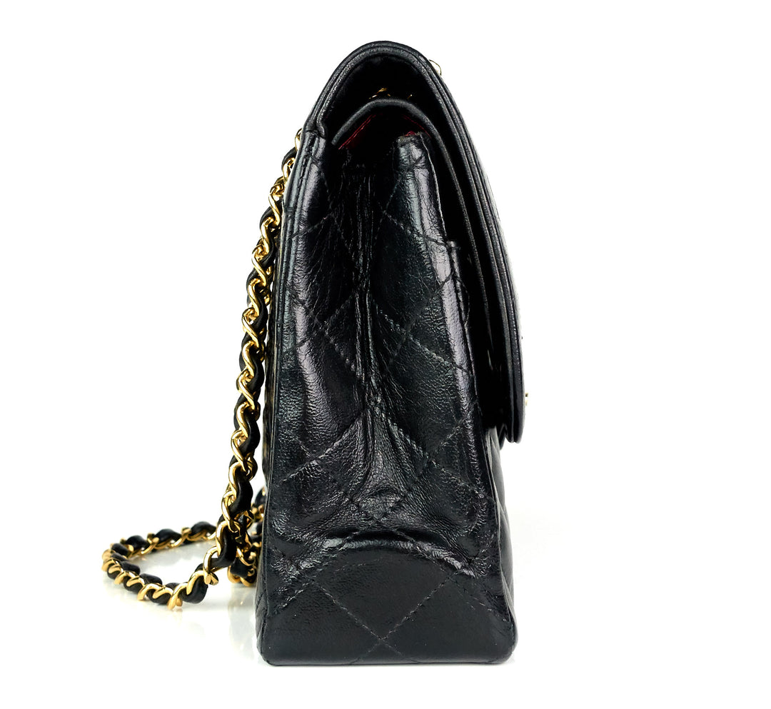 paris limited edition lambskin leather double flap shoulder bag