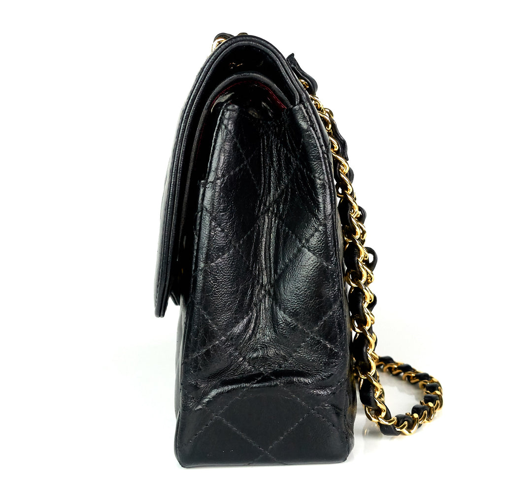 paris limited edition lambskin leather double flap shoulder bag