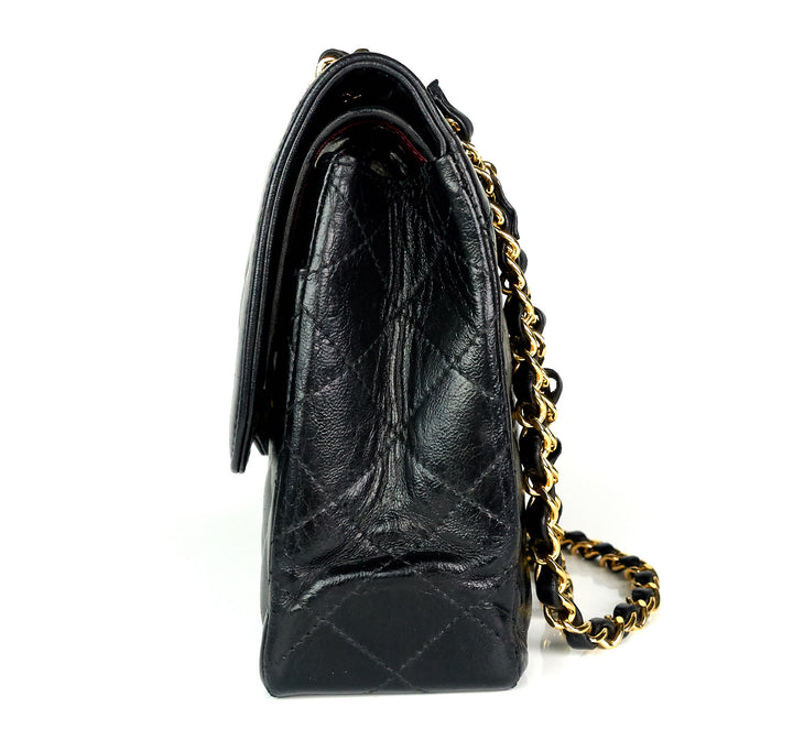 paris limited edition lambskin leather double flap shoulder bag
