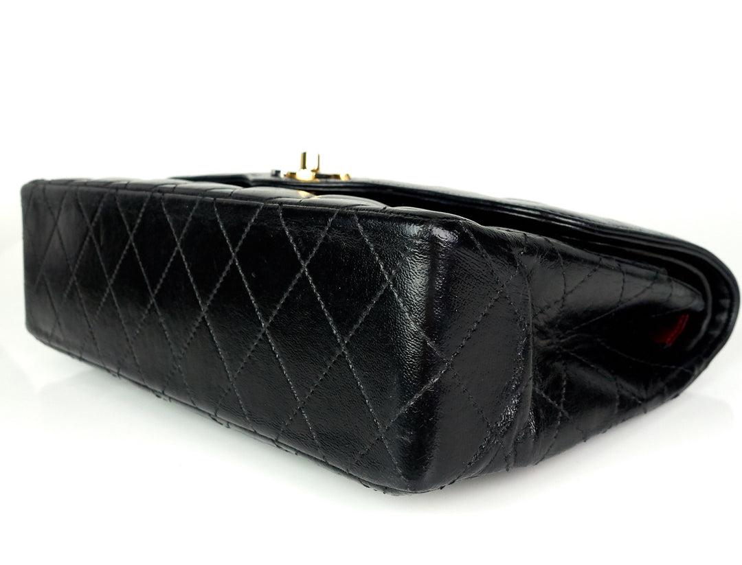 paris limited edition lambskin leather double flap shoulder bag