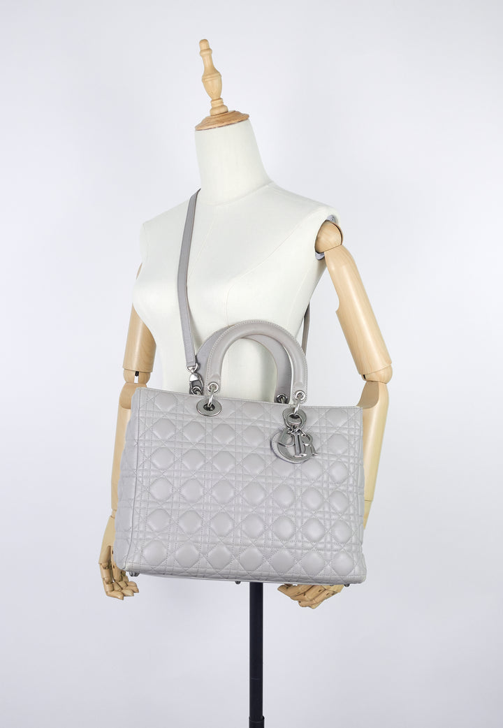 lady dior large lambskin leather bag