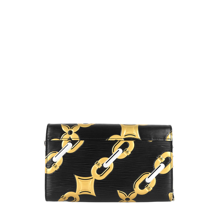 Chain Flower Print Twist Epi Leather Wallet on Chain Bag