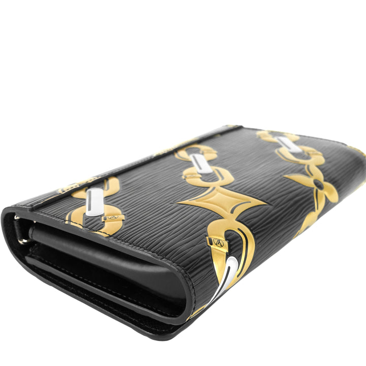 Chain Flower Print Twist Epi Leather Wallet on Chain Bag