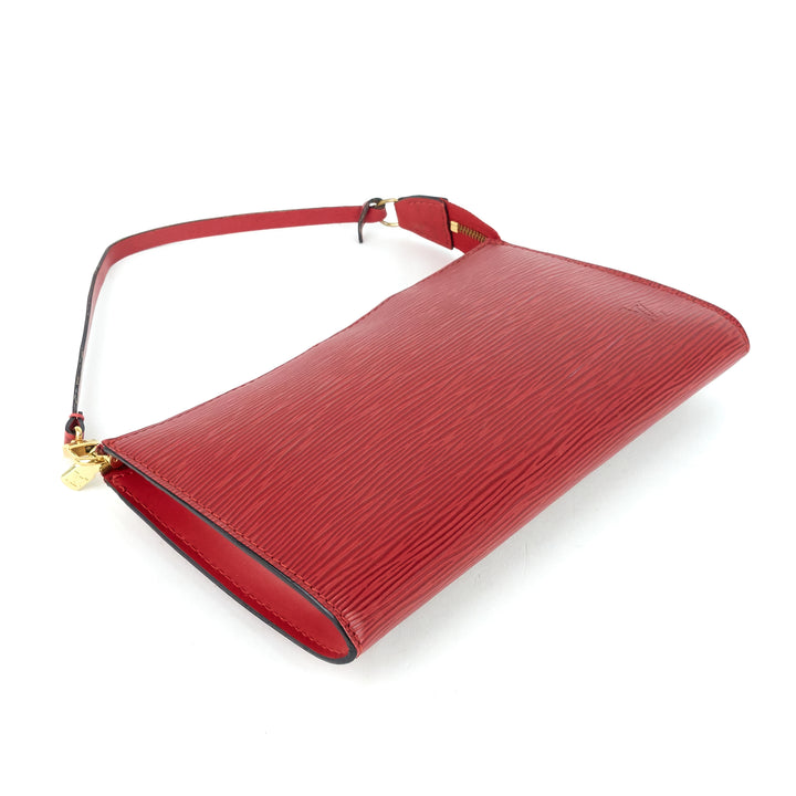 pochette accessoires red epi leather handbag