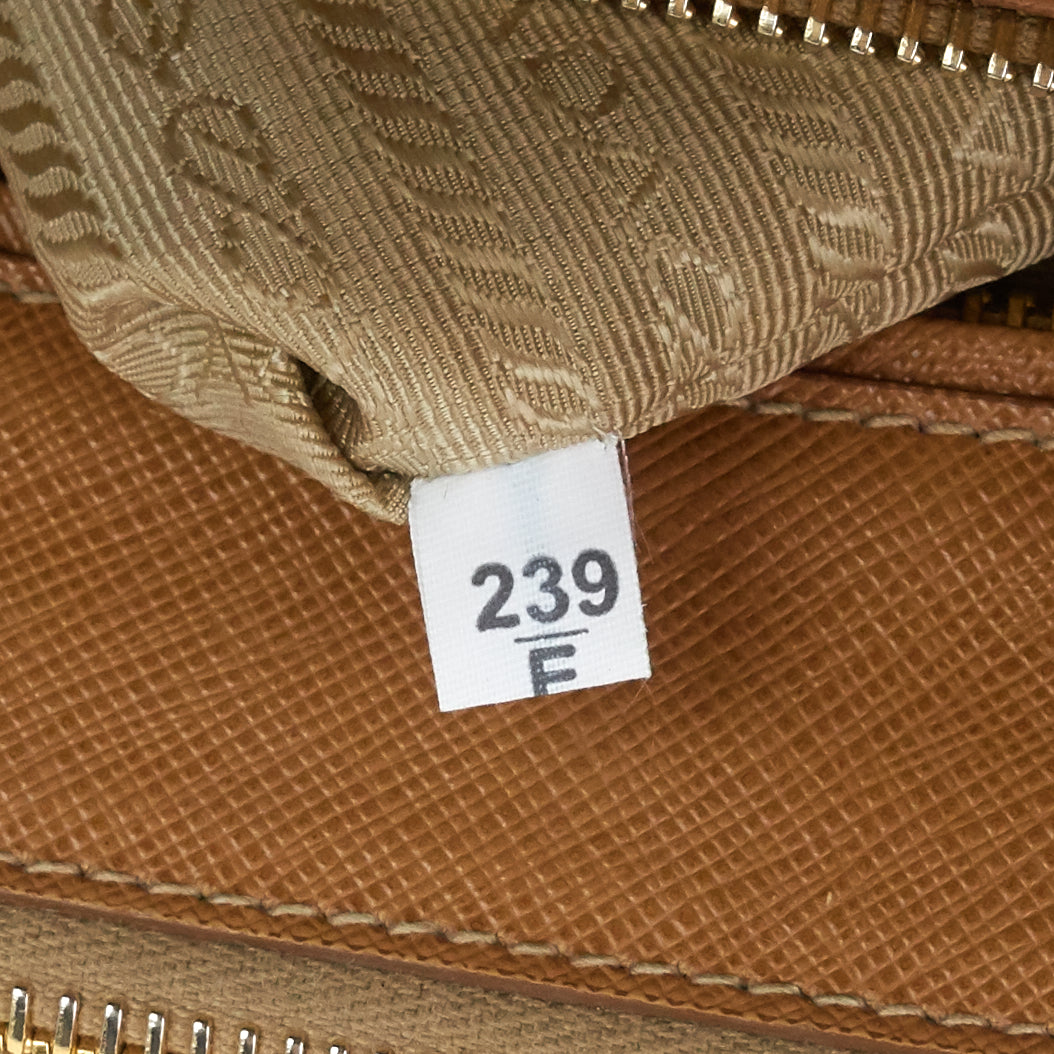 lux double zip saffiano leather bag