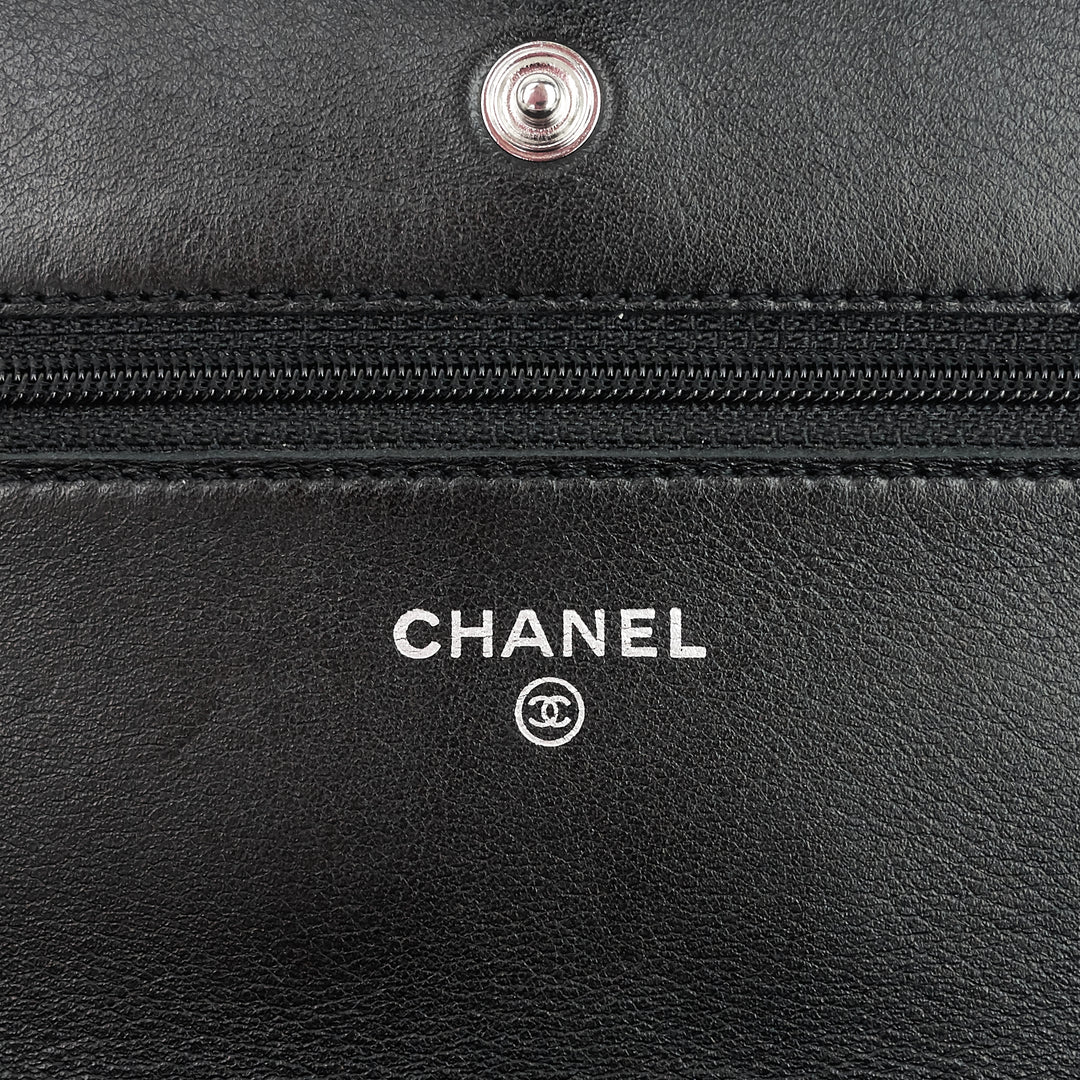 patent leather wallet on chain bag