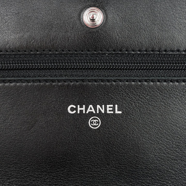 patent leather wallet on chain bag