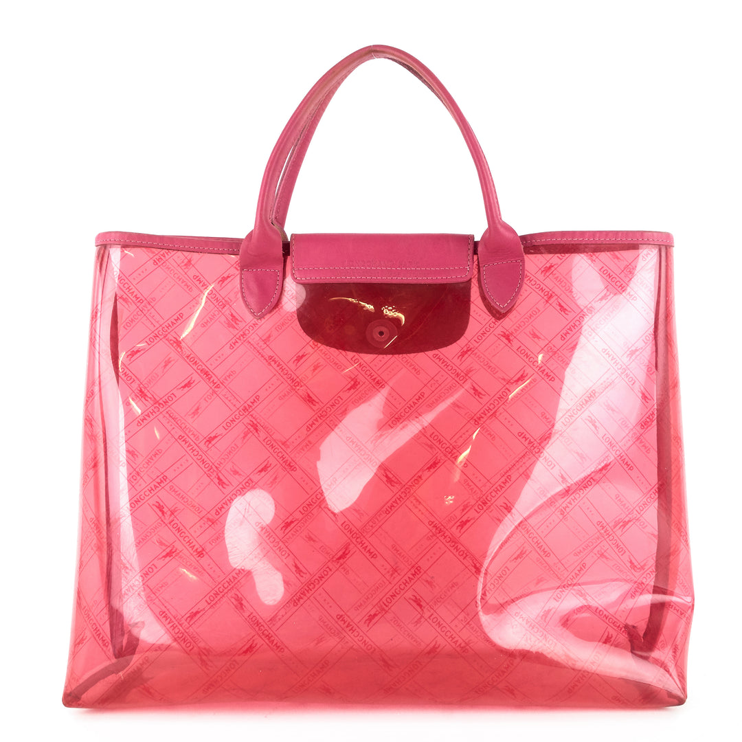 longchamp le pliage transparent plastic tote bag