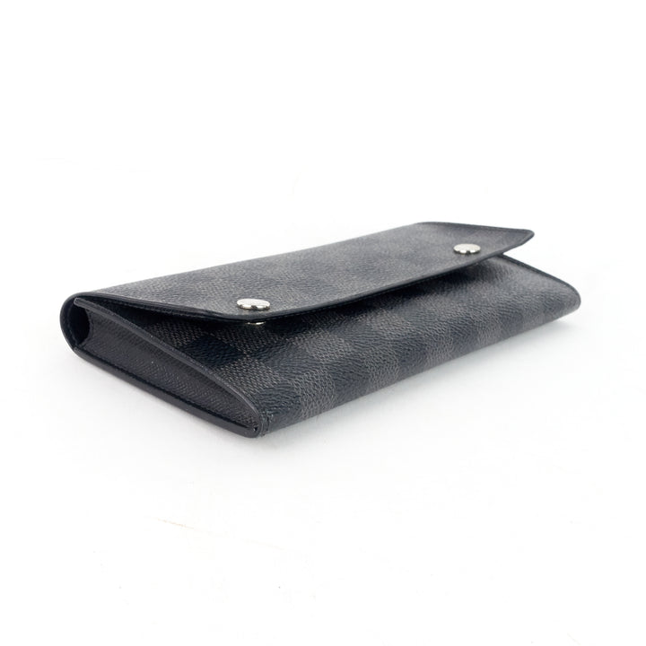 portefeuille long modulable damier graphie canvas wallet