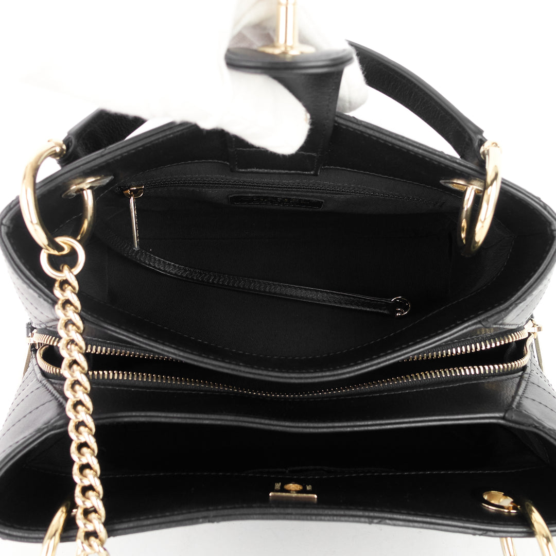 chevron chic top handle small calfskin tote bag
