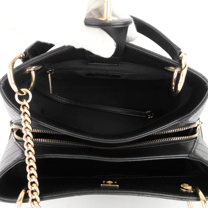 chevron chic top handle small calfskin tote bag