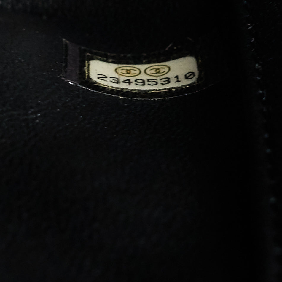 cc coco small caviar and lizard-embossed calfskin top handle bag