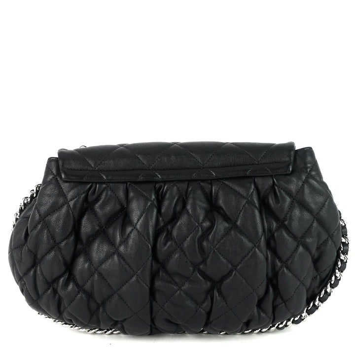 chain around large lambskin leather messenger bag