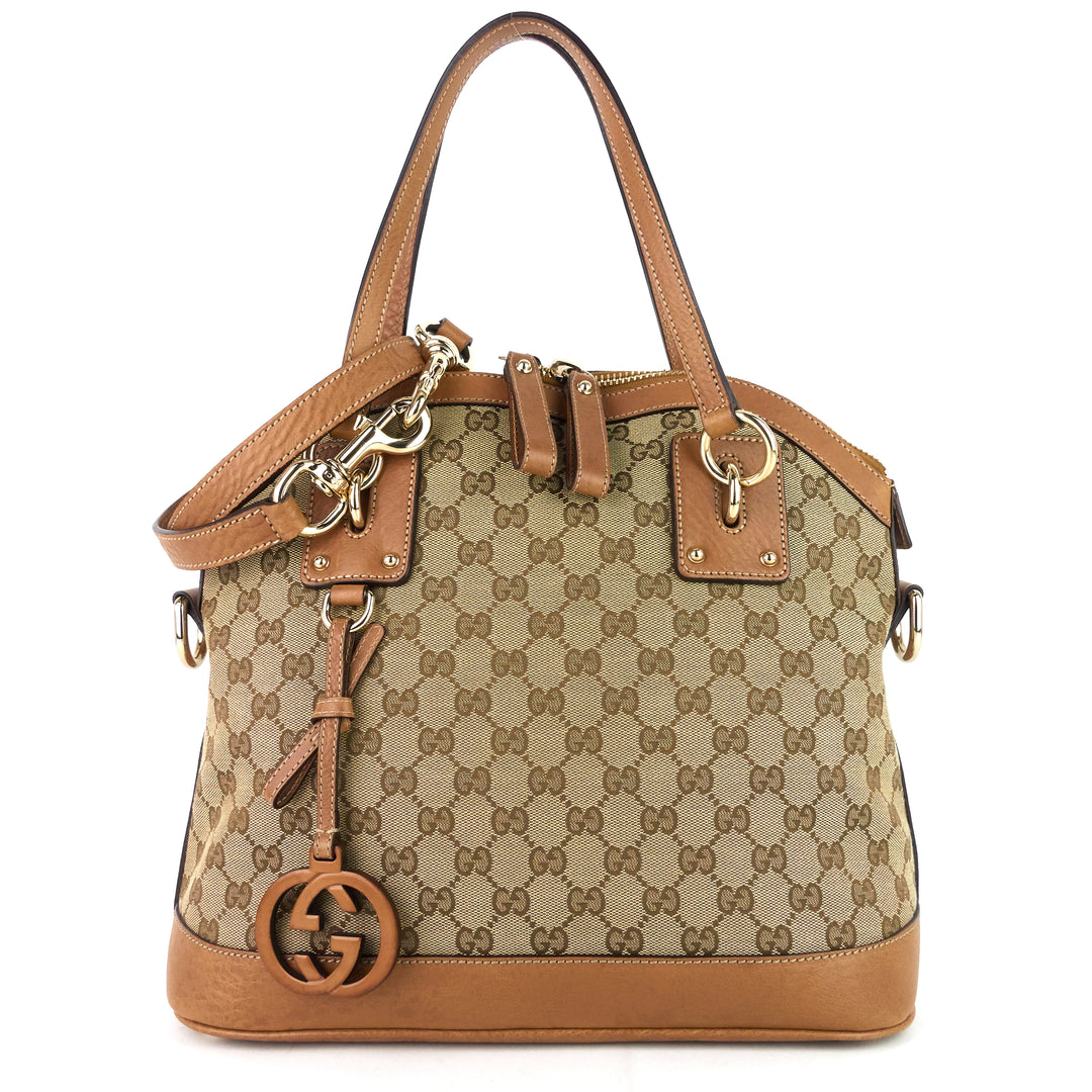 gg charm medium gg canvas dome bag