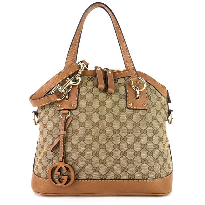 gg charm medium gg canvas dome bag