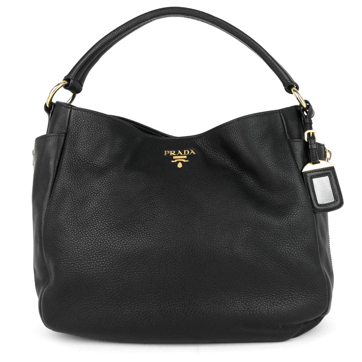 vitello daino leather zip side pocket bag
