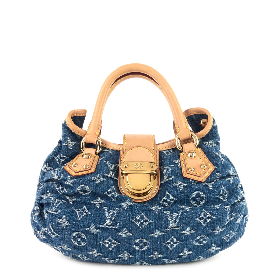 pleaty monogram denim bag