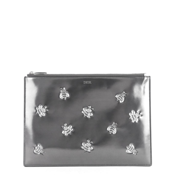 kaws bee medium embossed faux leather zip pouch