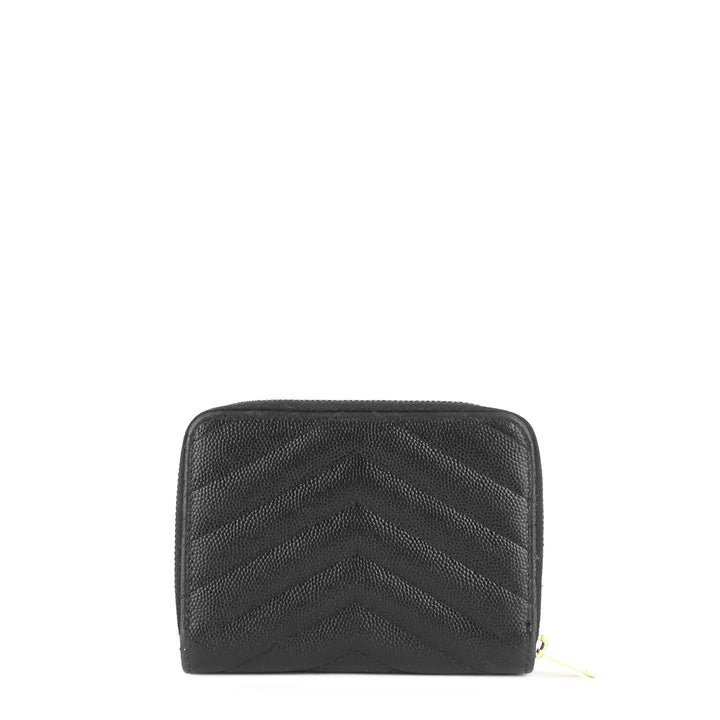 grain de poudre embossed leather zip around wallet