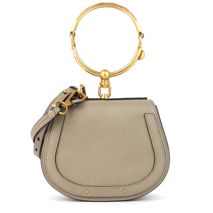 nile small leather and suede bracelet bag