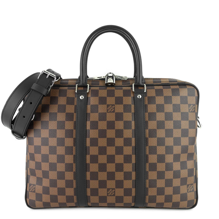 porte-documents voyage pm damier ebene canvas briefcase bag