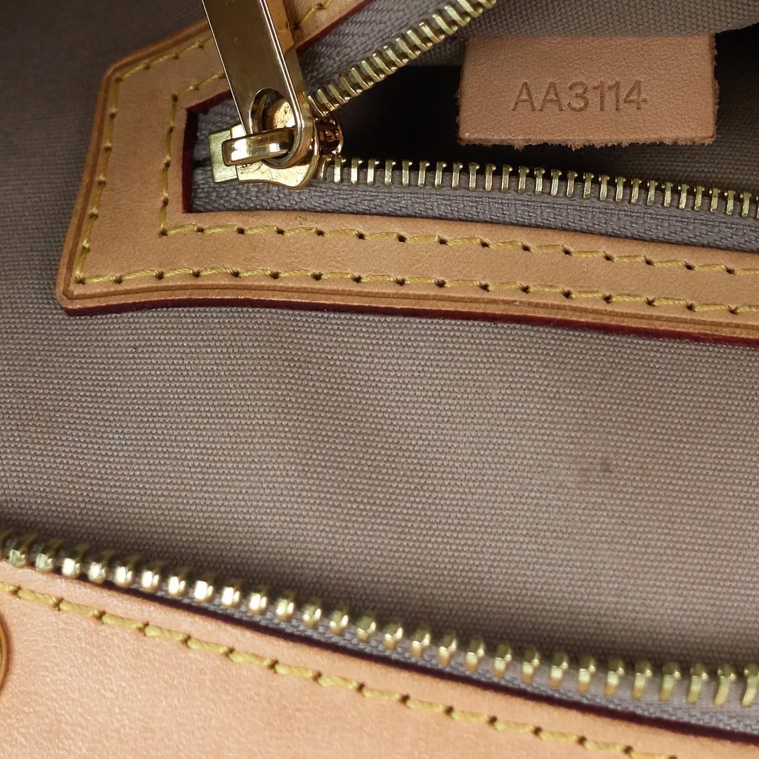 brea mm beige poudre monogram vernis leather bag
