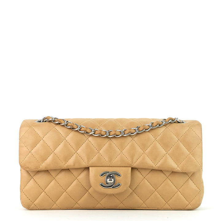 east west quilted lambskin flap bag