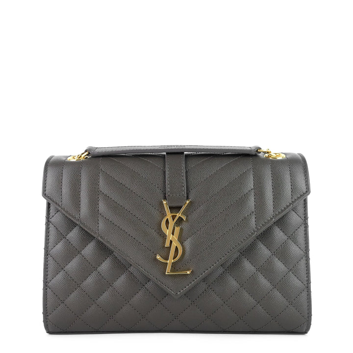 envelope grain de poudre matelassé medium calfskin leather bag