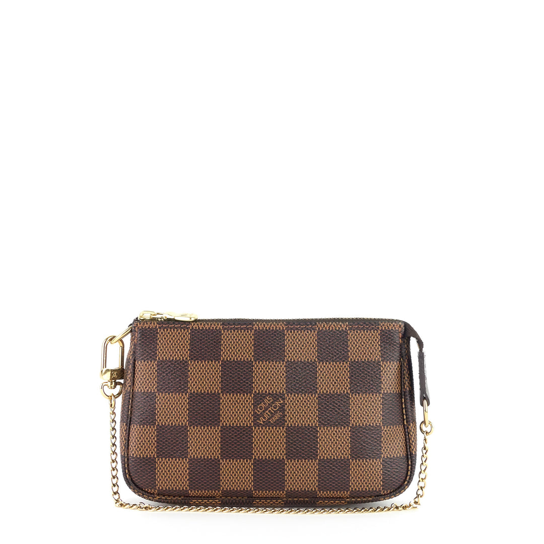 pochette accessoires mini damier ebene canvas bag