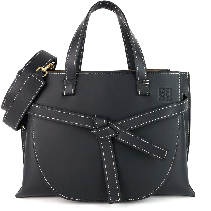 loewe gate top handle small calf leather tote bag