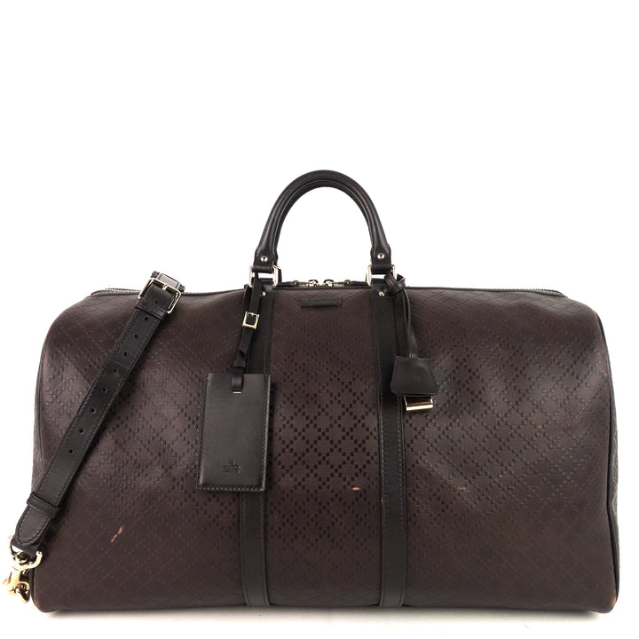 bright diamante leather carry-on duffle bag