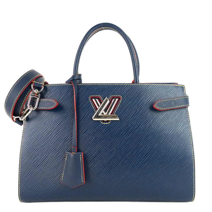 twist blue epi leather tote bag