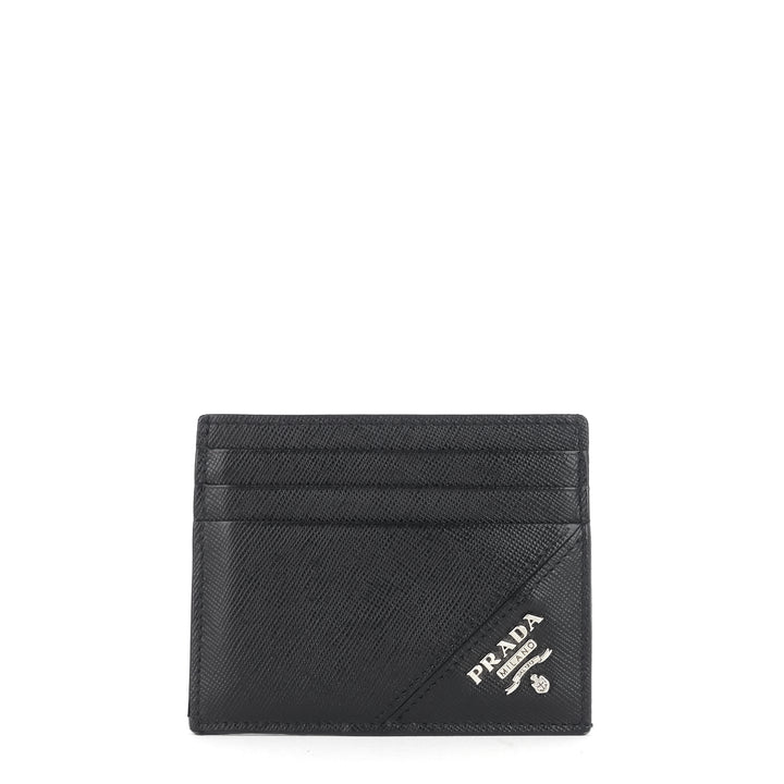 logo saffiano leather card holder