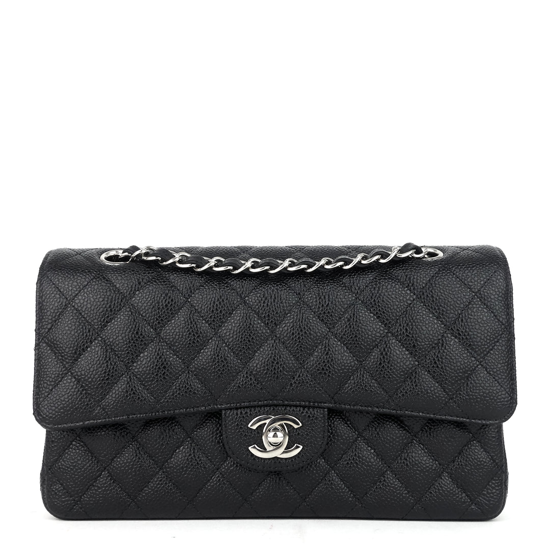 classic double flap medium caviar leather bag