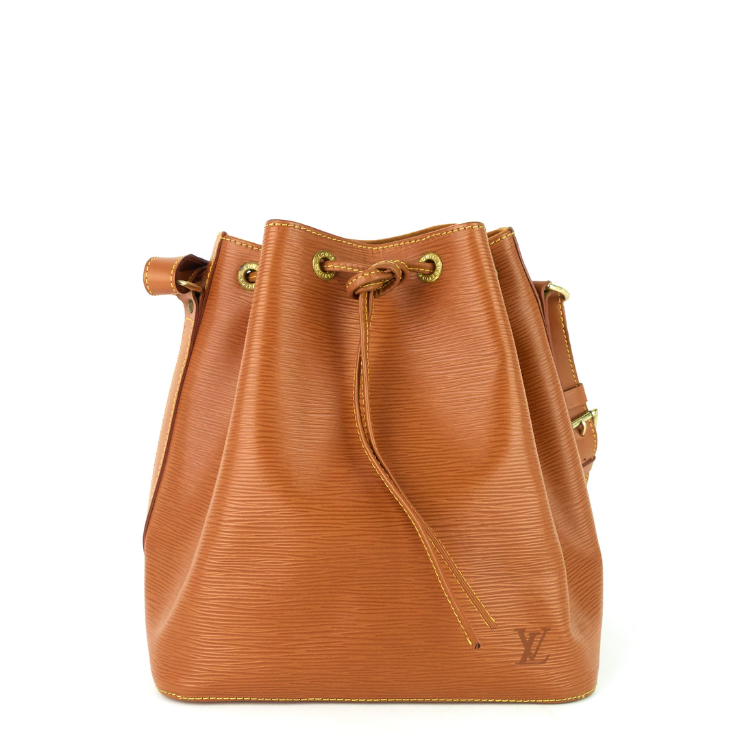 petit noé cipango gold epi leather bag