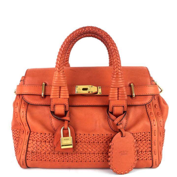 leather 'handmade' medium top handle bag
