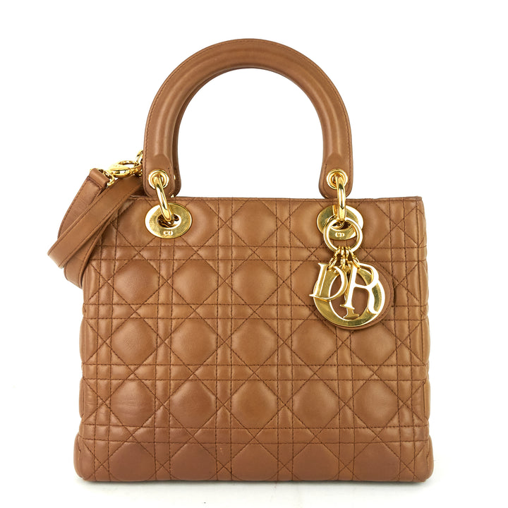 lady dior medium cannage leather bag