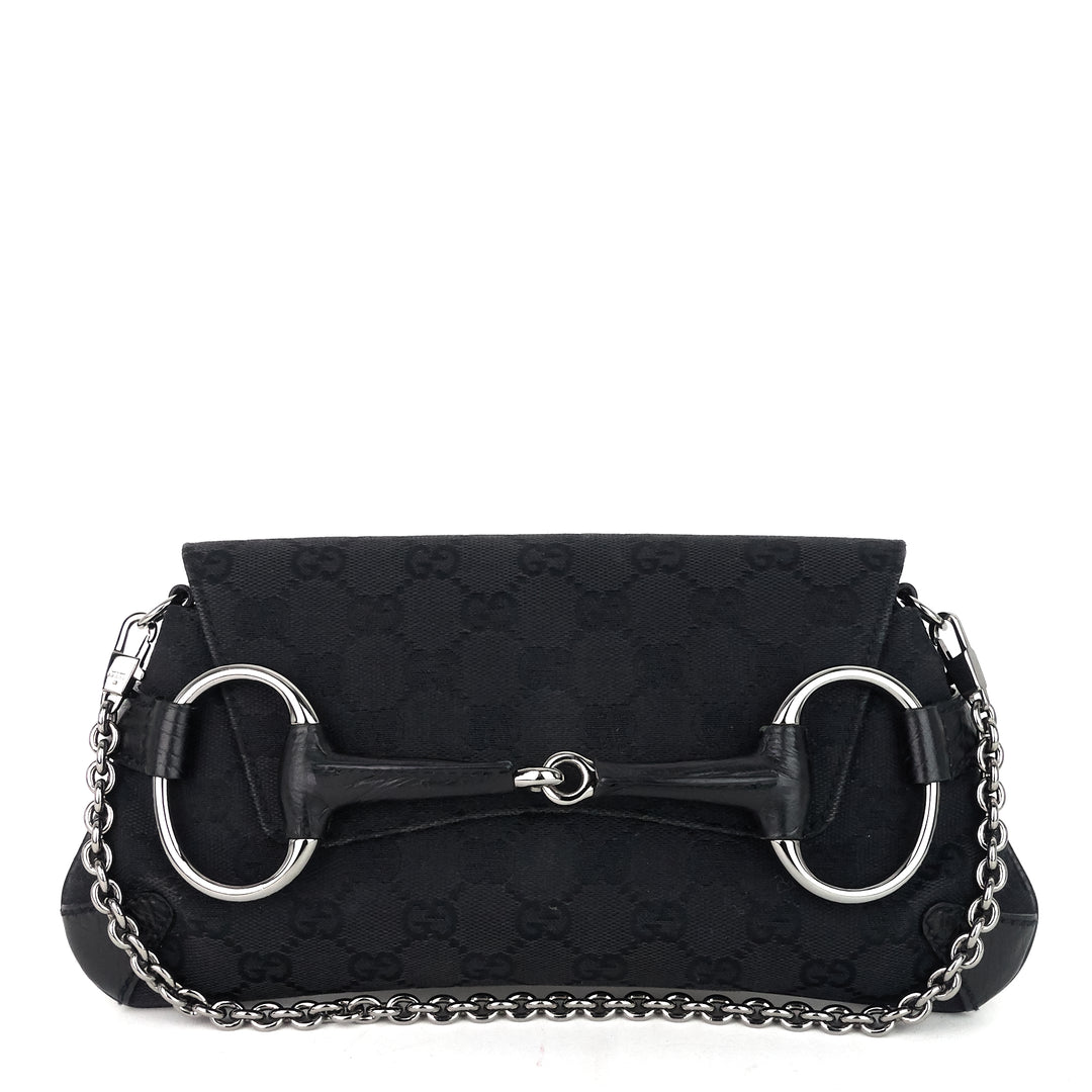 gg canvas horsebit chain clutch bag