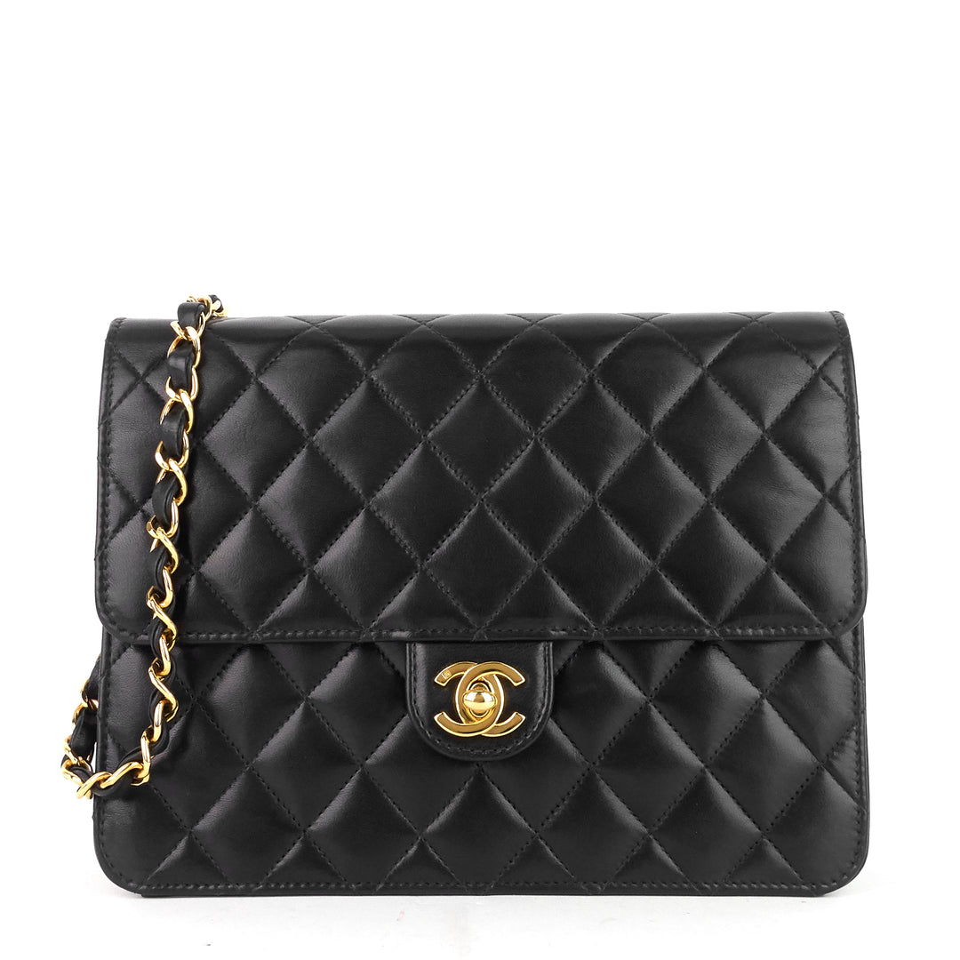 single flap lambskin leather shoulder bag
