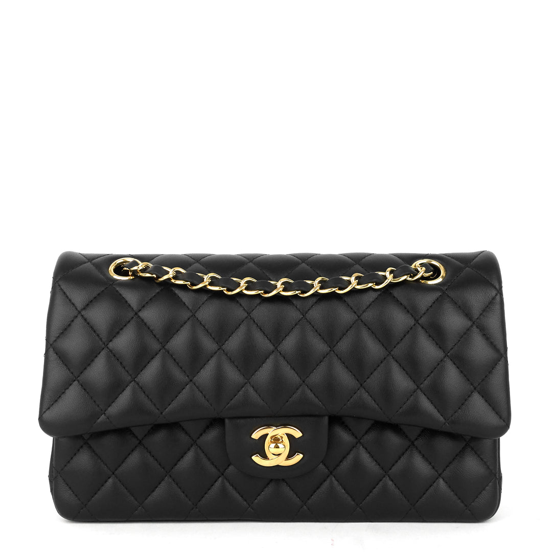 classic double flap lambskin leather bag