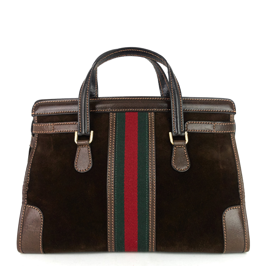 suede web stripe tote bag