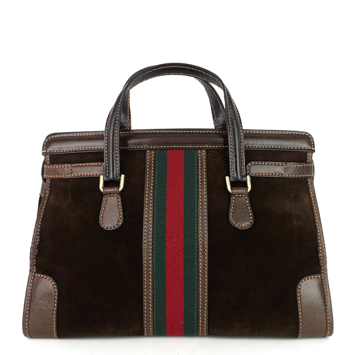 suede web stripe tote bag