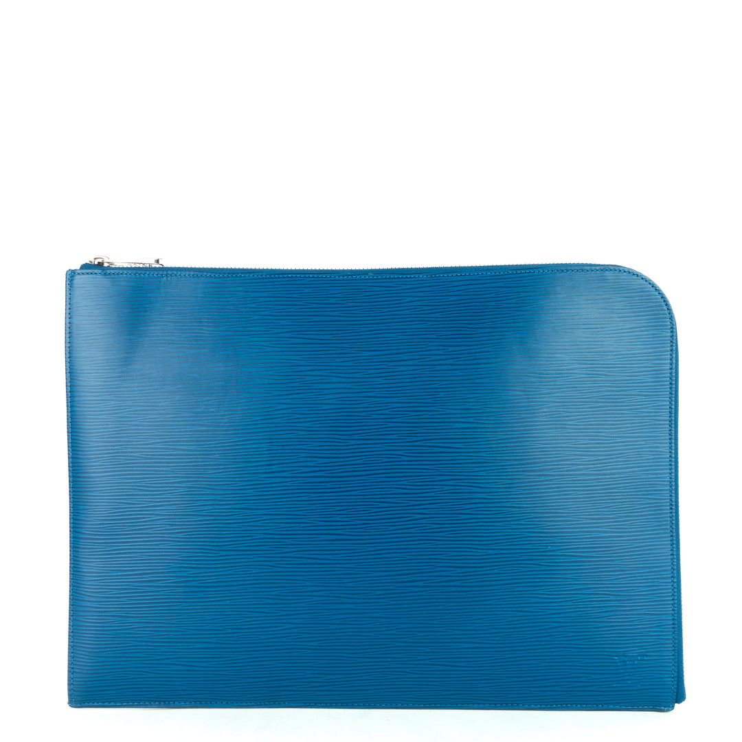 pochette jour pm blue epi leather clutch bag