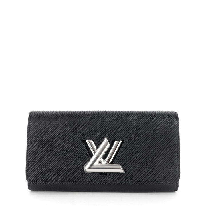 twist long black epi leather wallet