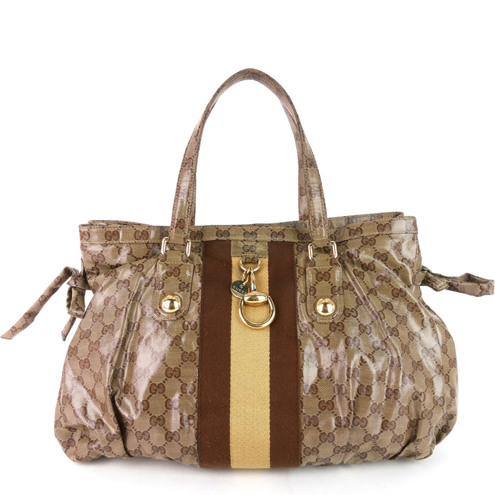 crystal monogram coated canvas web bag